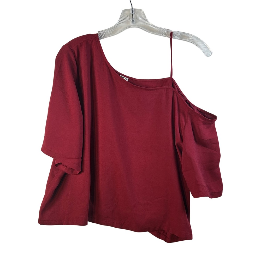 Melrose Market Womens Red One Shoulder‎ Cold Shoulder Sleeve Top XL